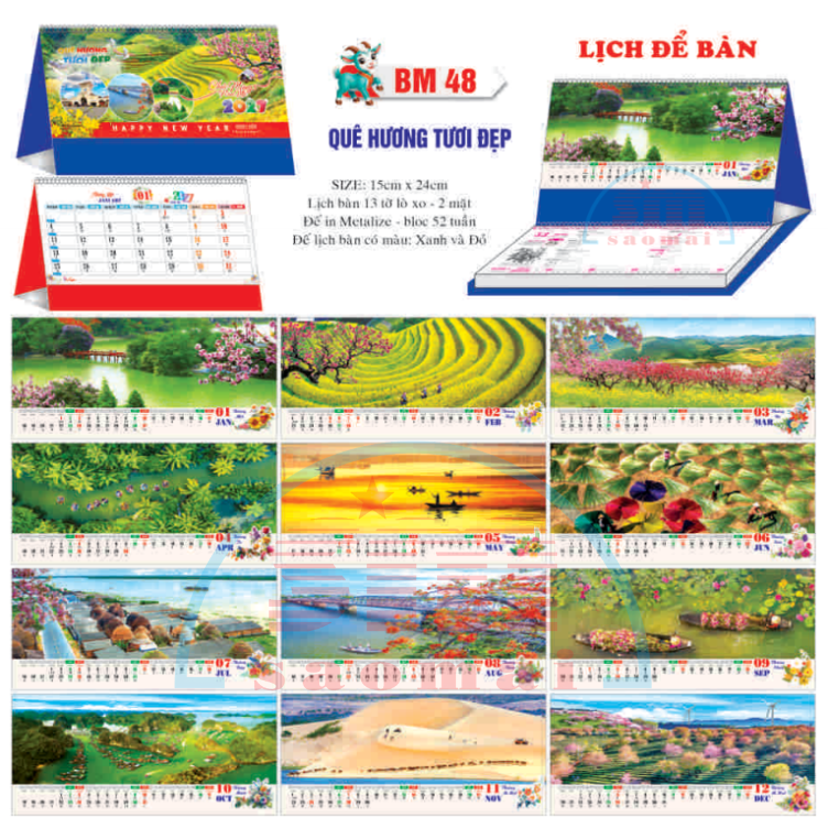 Lịch bàn chữ A 2027-TT