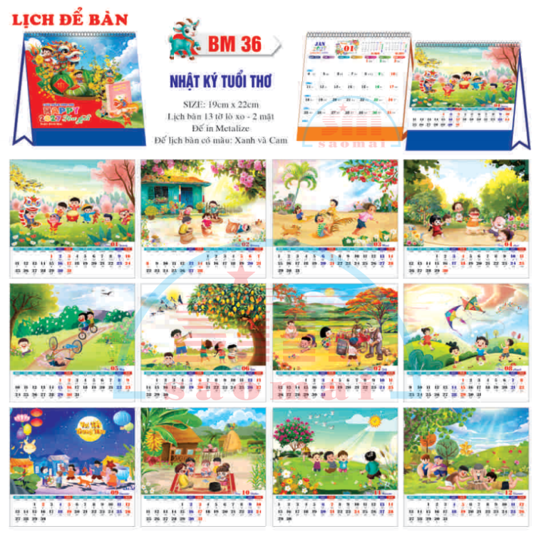 Lịch bàn chữ A 2027-TT