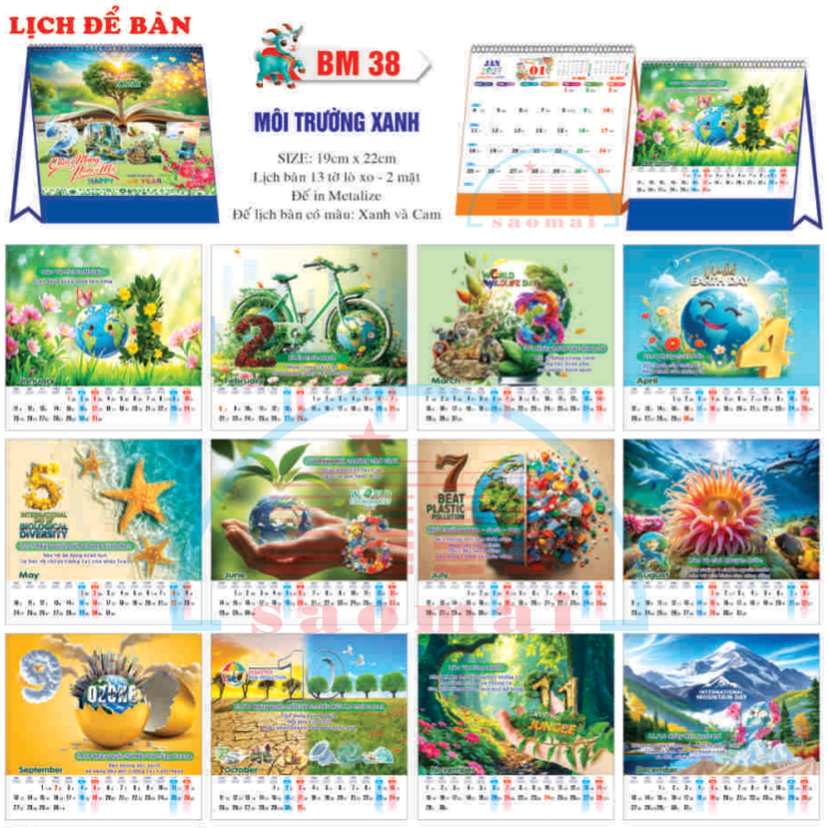 Lịch bàn chữ A 2027-TT