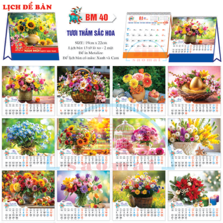 Lịch bàn chữ A 2027-TT