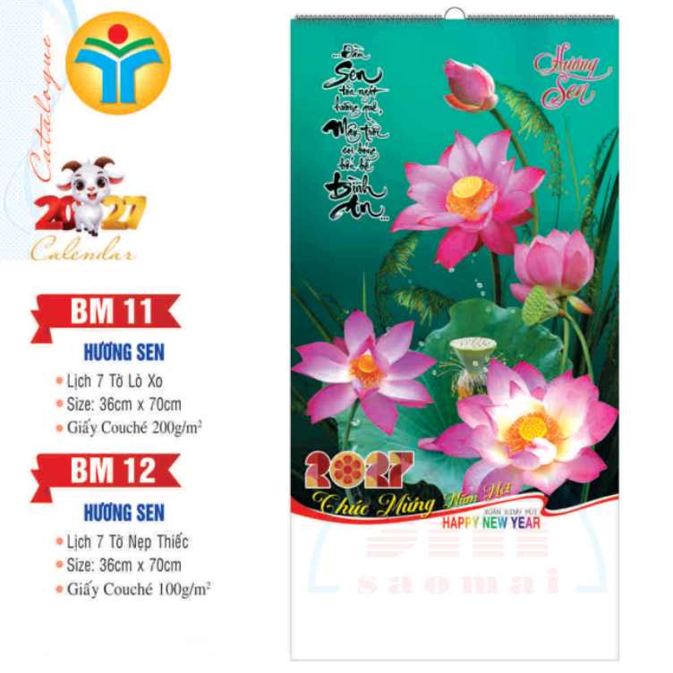Lịch lò xo 7 tờ 2027-TT