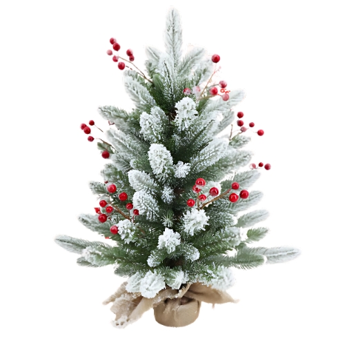 Noel-Cây thông mini M5-HS 45cm phủ tuyết gắn trái đỏ-CC