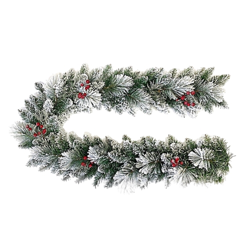 Noel-Dây trang trí G-WAR 2 loại lá phủ tuyết găn trái đỏ-CC