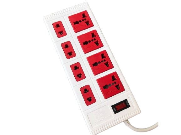 Ổ cắm Điện Quang 8 lỗ 5M 5WR 8 ECO màu trắng đỏ-ĐQ