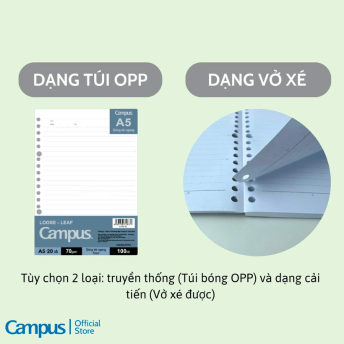 Ruột sổ còng Campus B5 LLN-B5D50 (50 tờ)-208