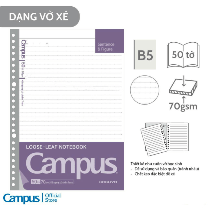 Ruột sổ còng Campus B5 LLN-B5D50 (50 tờ)-208