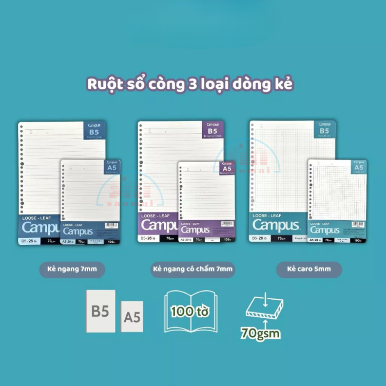 Ruột sổ còng Campus A5 LL-A5L100 (100 tờ)-208