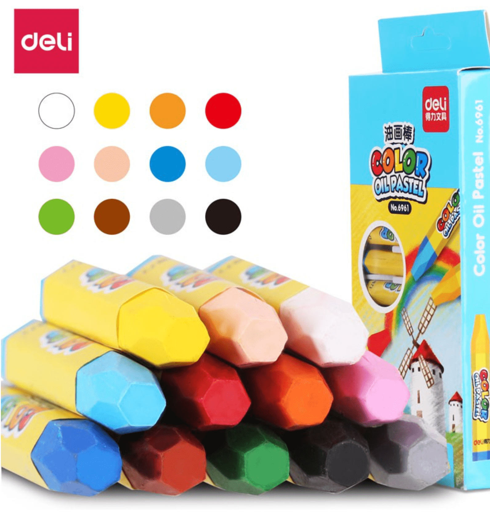 Sáp dầu 12 màu Deli 6961
