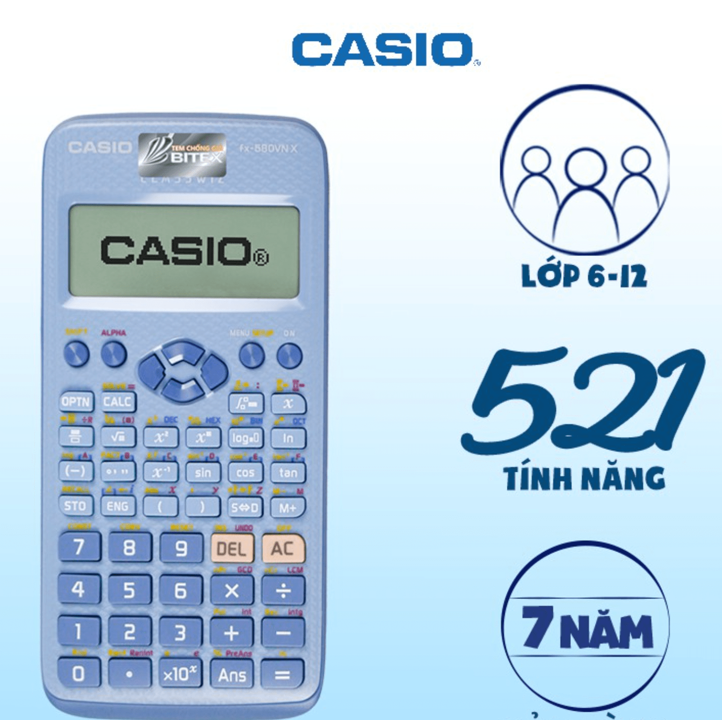 Máy tính Casio fx-580VN X BU Màu XanhMáy tính Casio fx-580VN X BU Màu Xanh  – BITEXSHOP