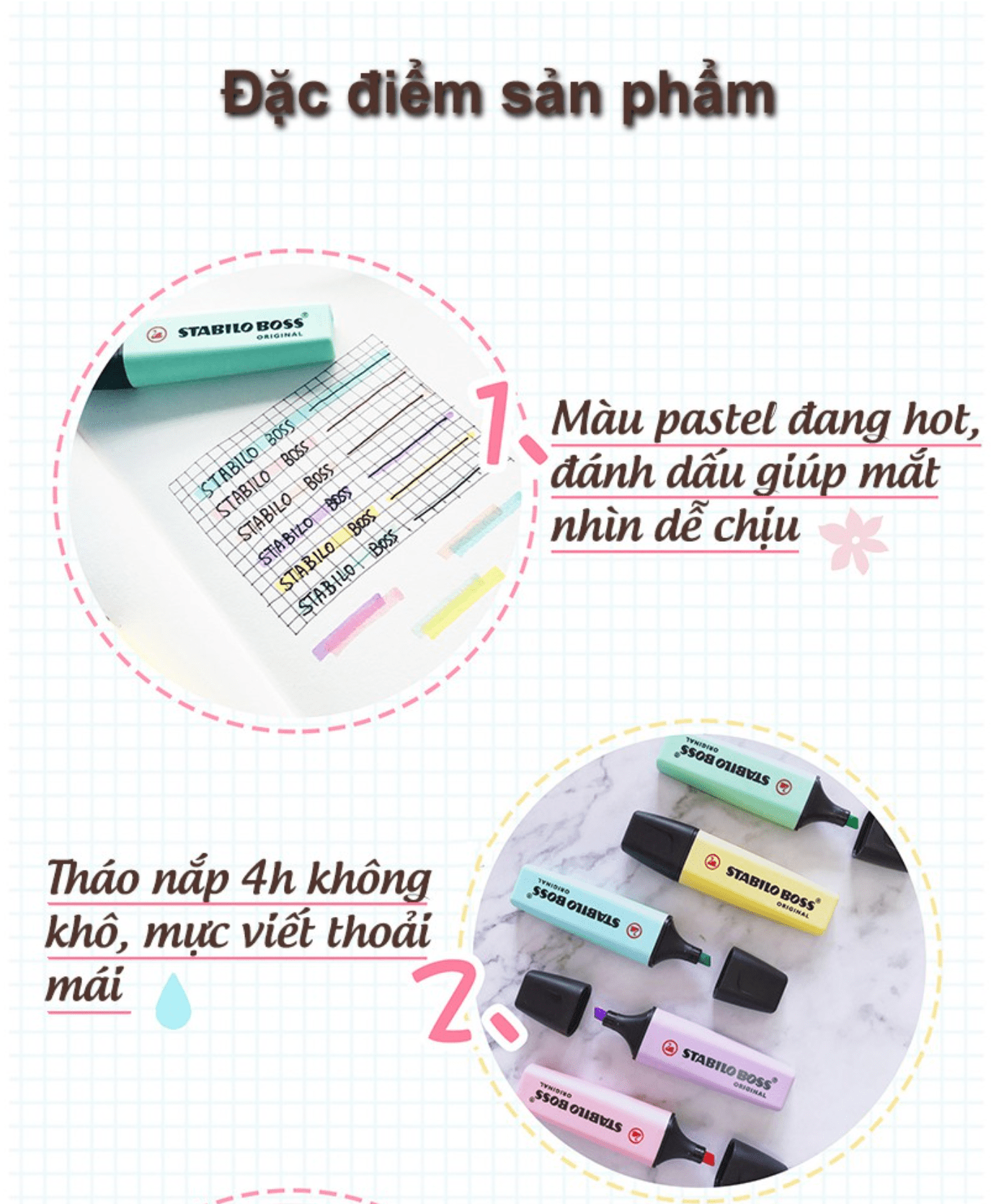 Dạ quang Stabilo Boss 70/155 Tím Phấn