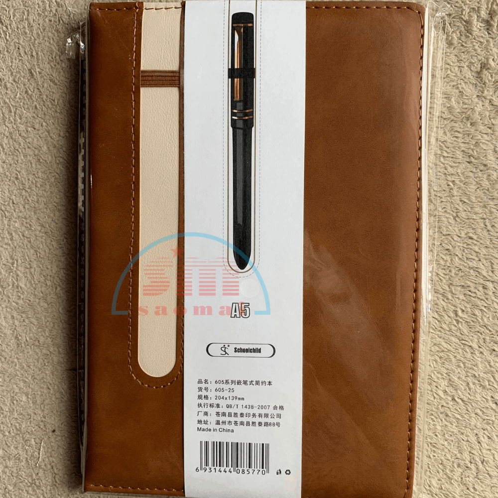 Sổ tay bìa da kèm cài bút cao cấp Schoolchild dòng 605-48-KTN