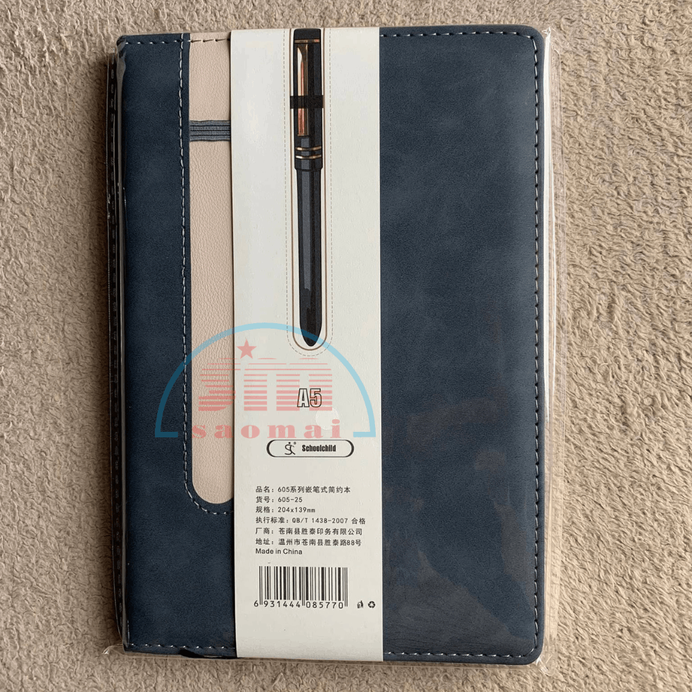 Sổ tay bìa da kèm cài bút cao cấp Schoolchild dòng 605-48-KTN