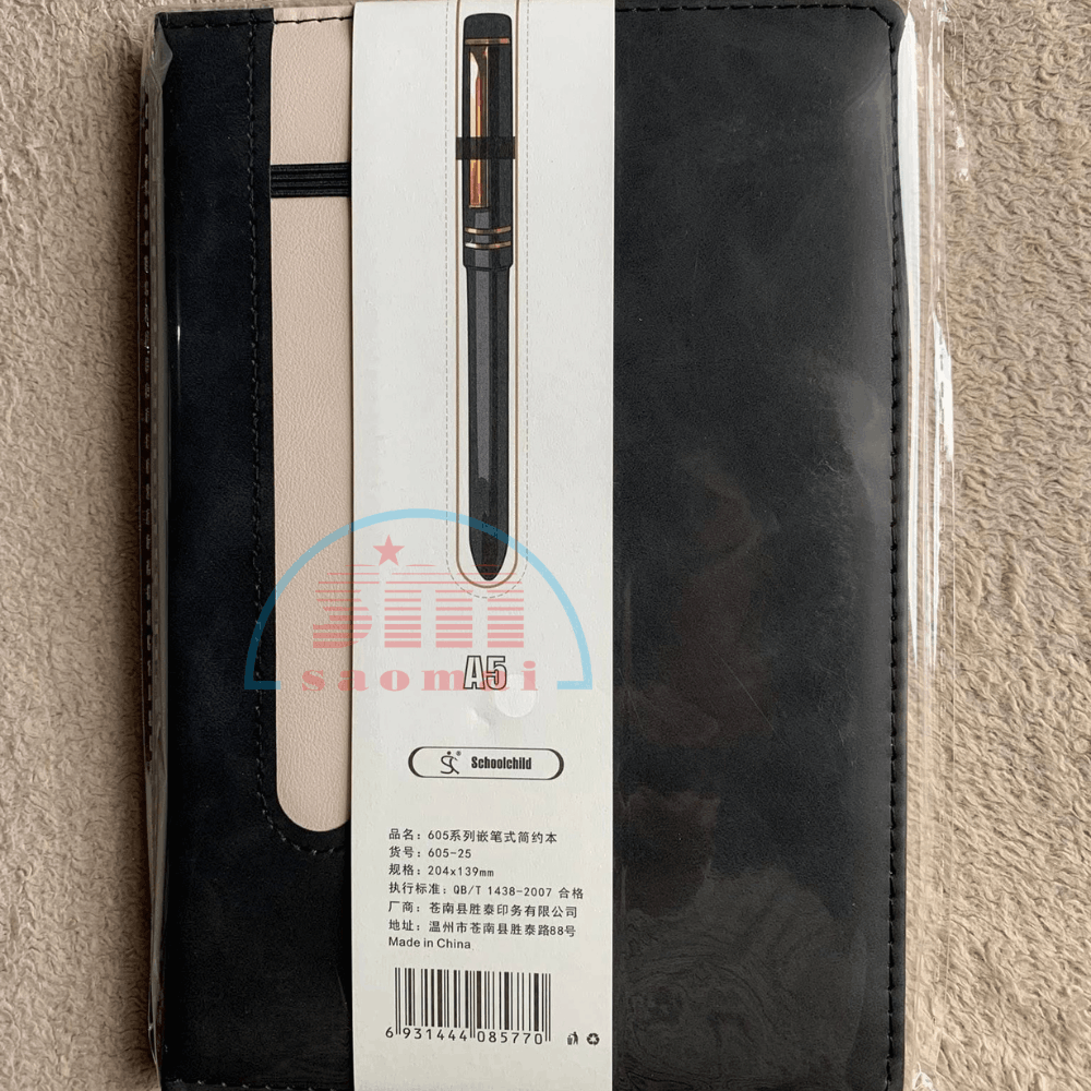 Sổ tay bìa da kèm cài bút cao cấp Schoolchild dòng 605-48-KTN