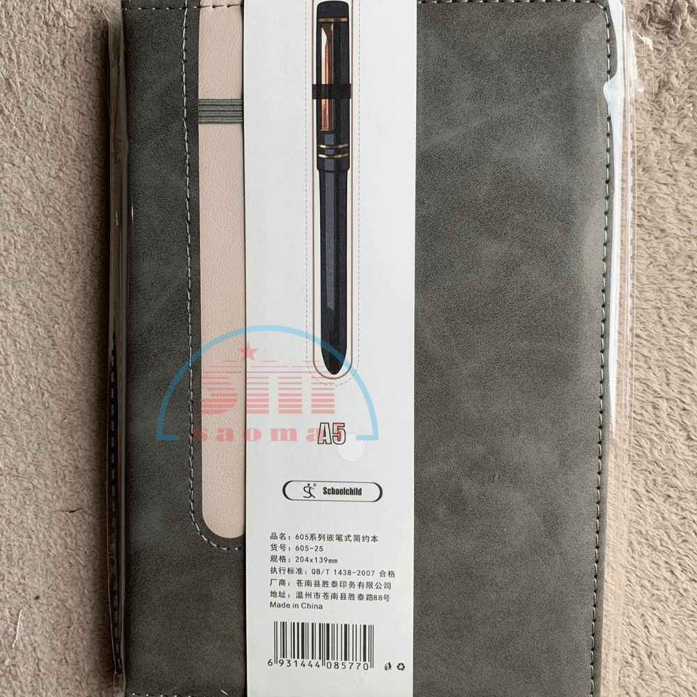 Sổ tay bìa da kèm cài bút cao cấp Schoolchild dòng 605-48-KTN