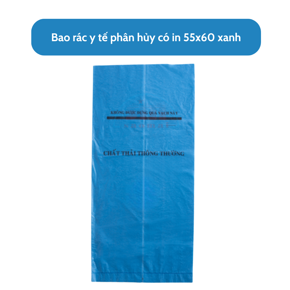 Bao rác y tế phân hủy có in 55x60 xanh-GT