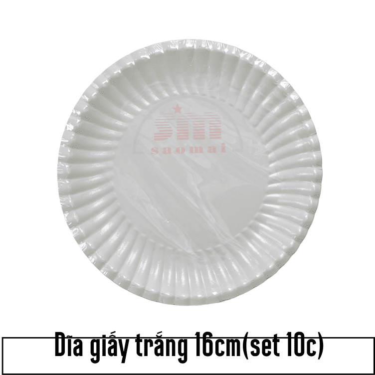 Dĩa giấy trắng CT 16cm(10c)-HNF