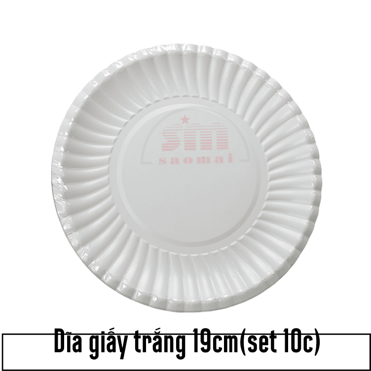 Dĩa giấy trắng CT 19cm(10c)-HNF