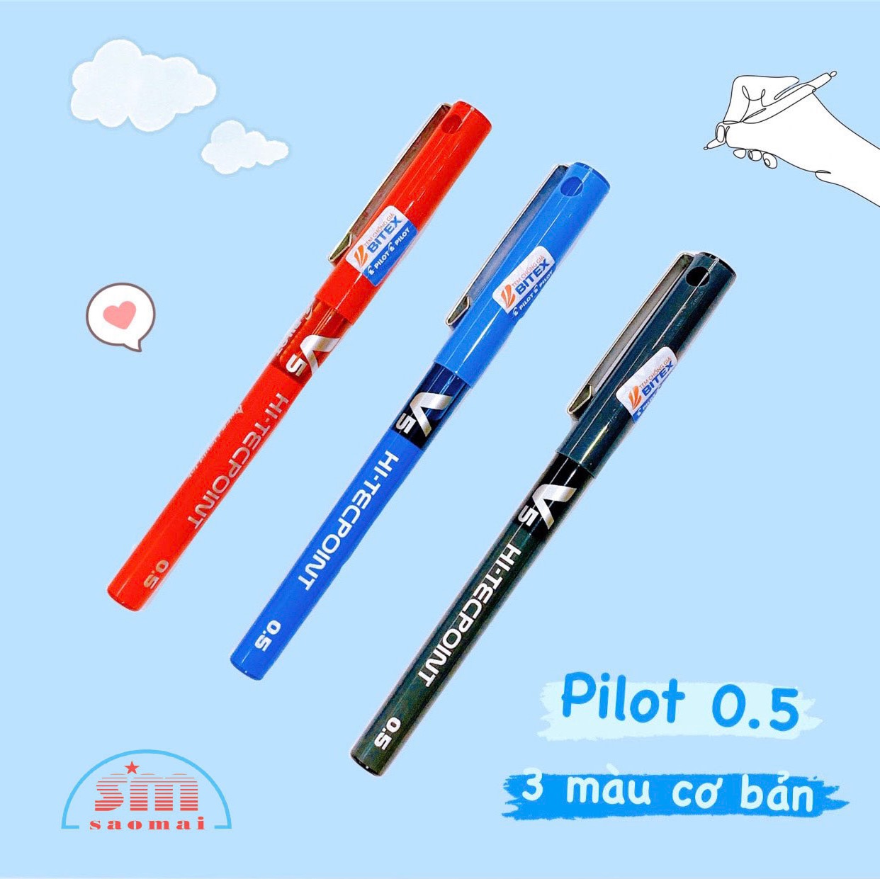Bút nước Pilot Hi-Tecpoint V5 đen-BT
