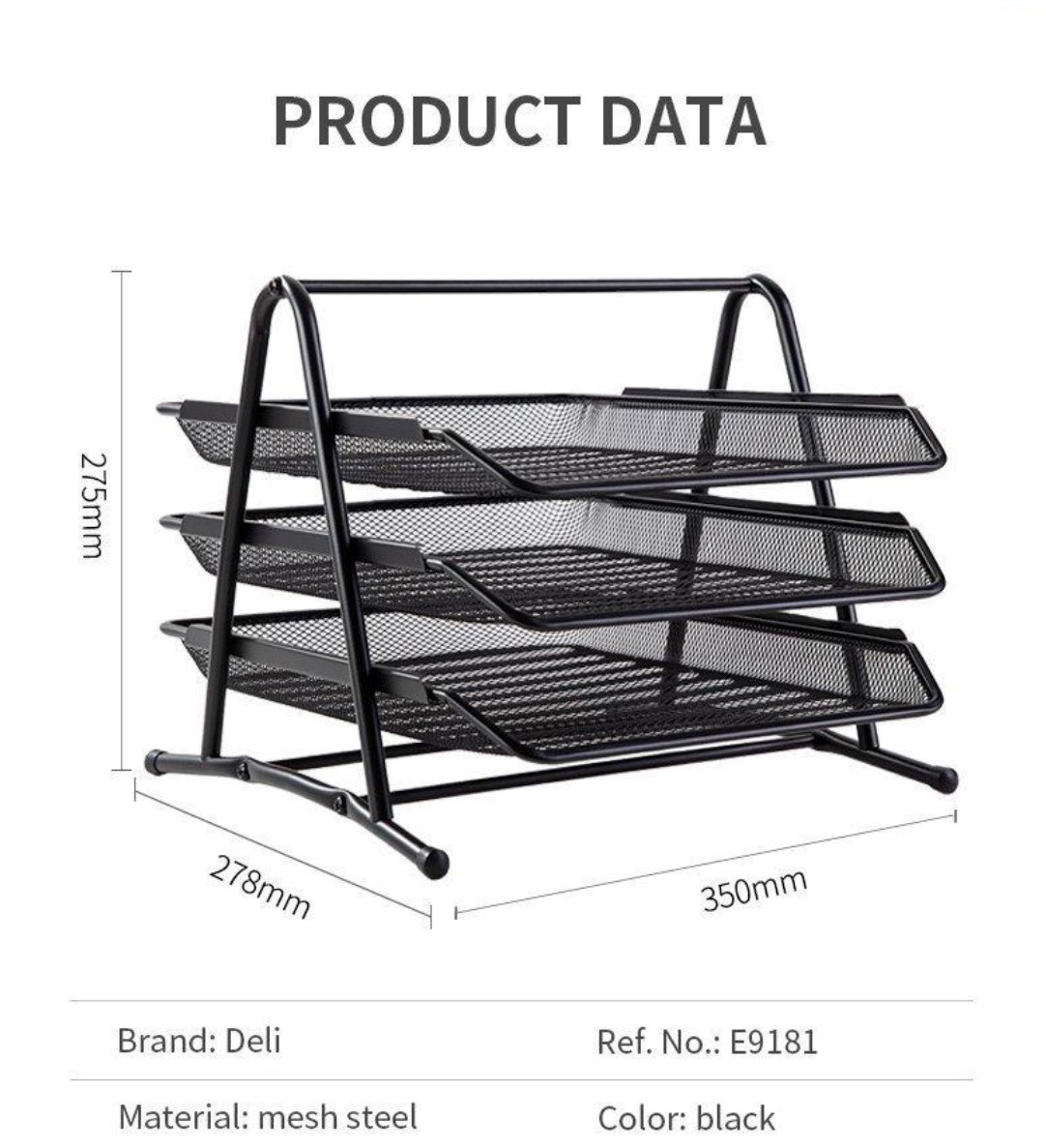 Kệ 3 tầng sắt Deli 9181-LA
