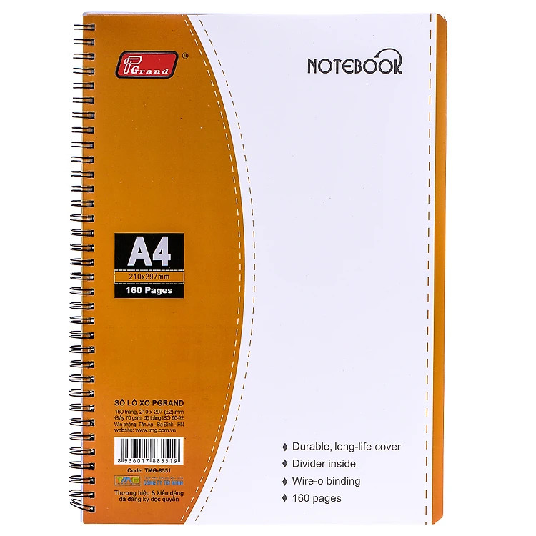 Sổ lò xo A4 Pgand TMG 8551 (160 trang)-KP