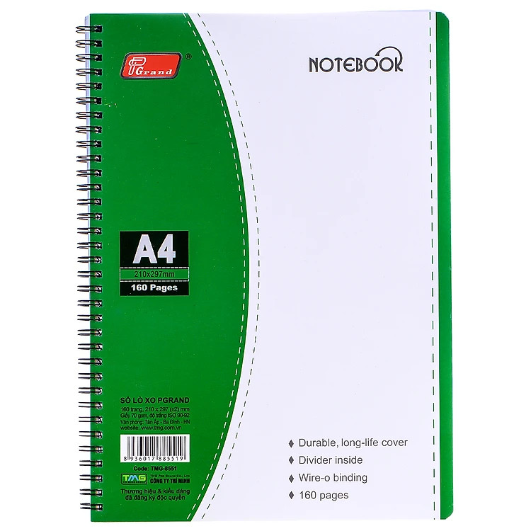 Sổ lò xo A4 Pgand TMG 8551 (160 trang)-KP