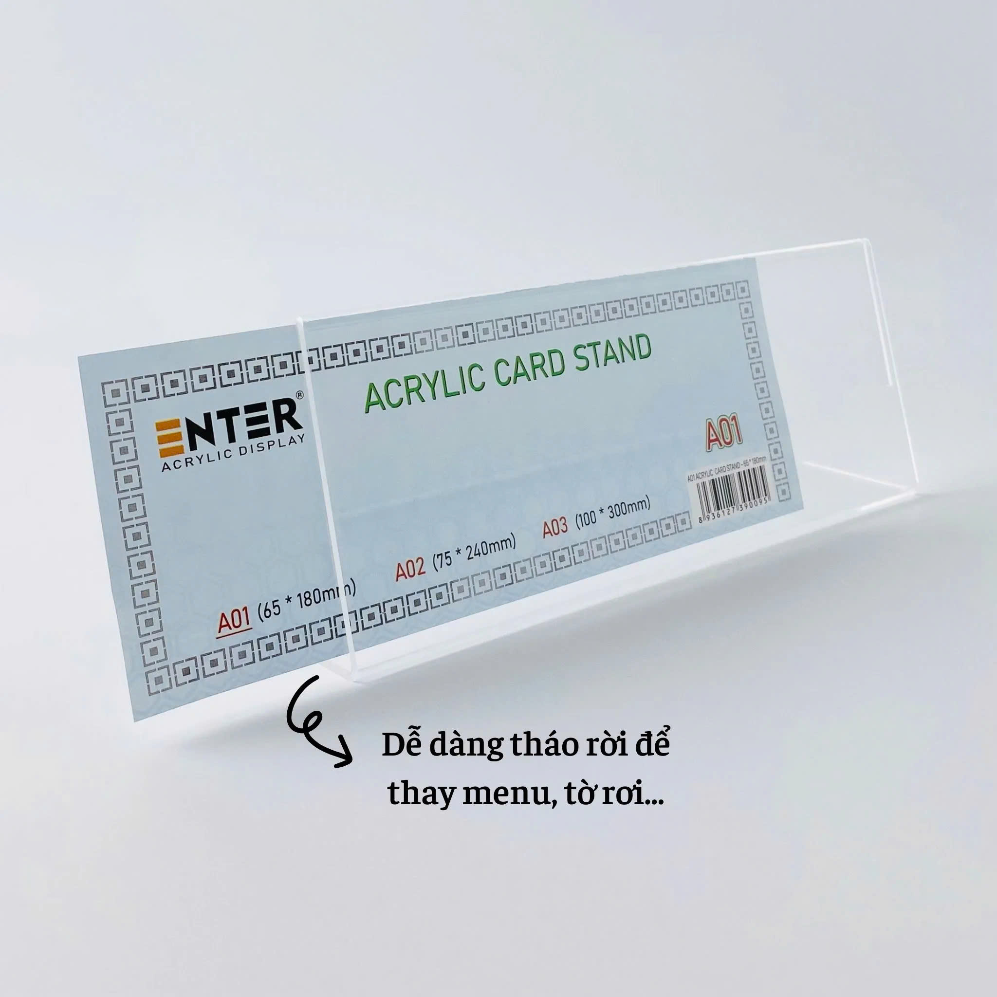 Kệ mica chức vụ 2 mặt Enter A06 300x100mm Cỡ đại