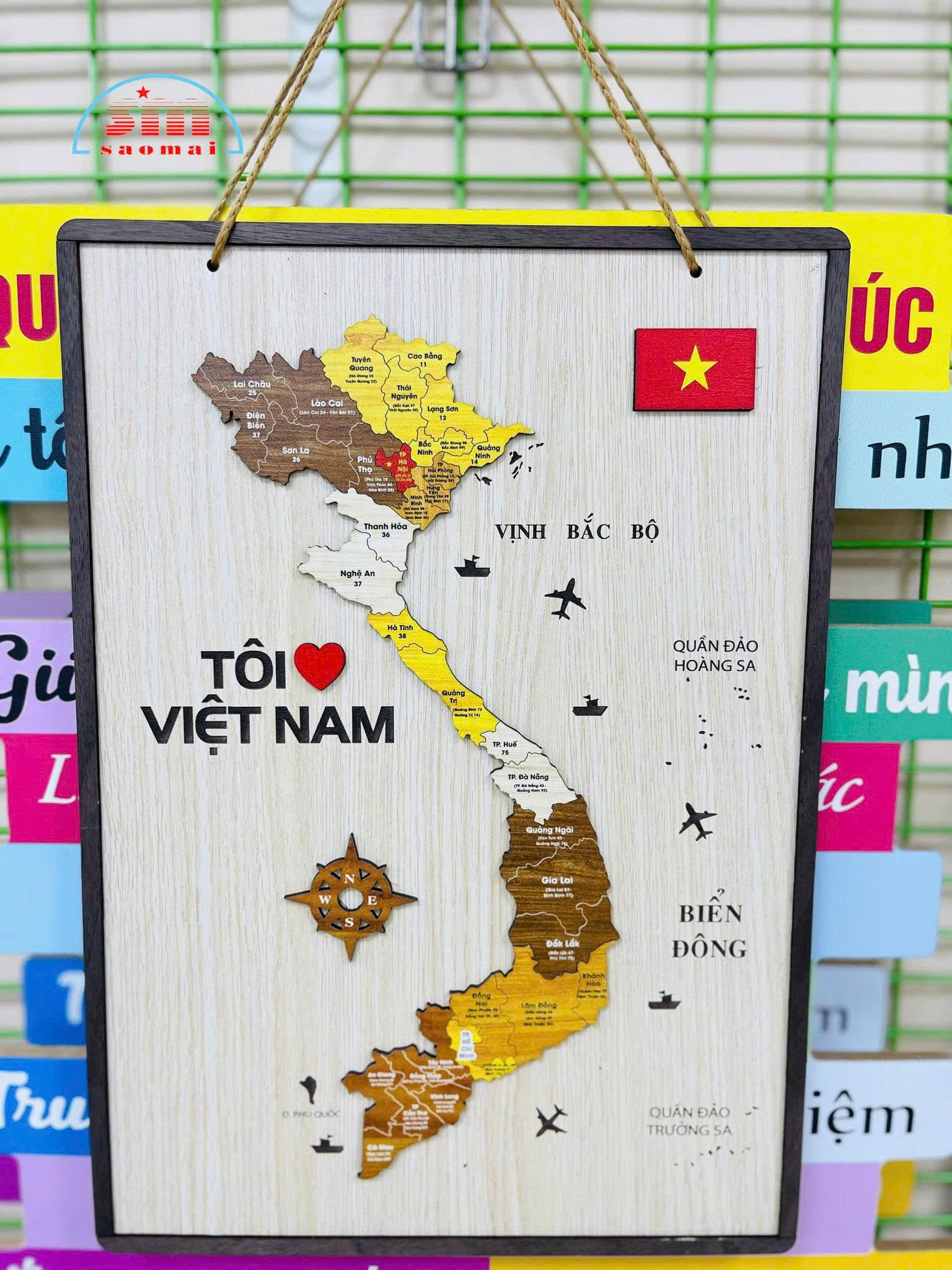 Bảng gỗ Bản đồ Việt Nam 38cm-BM