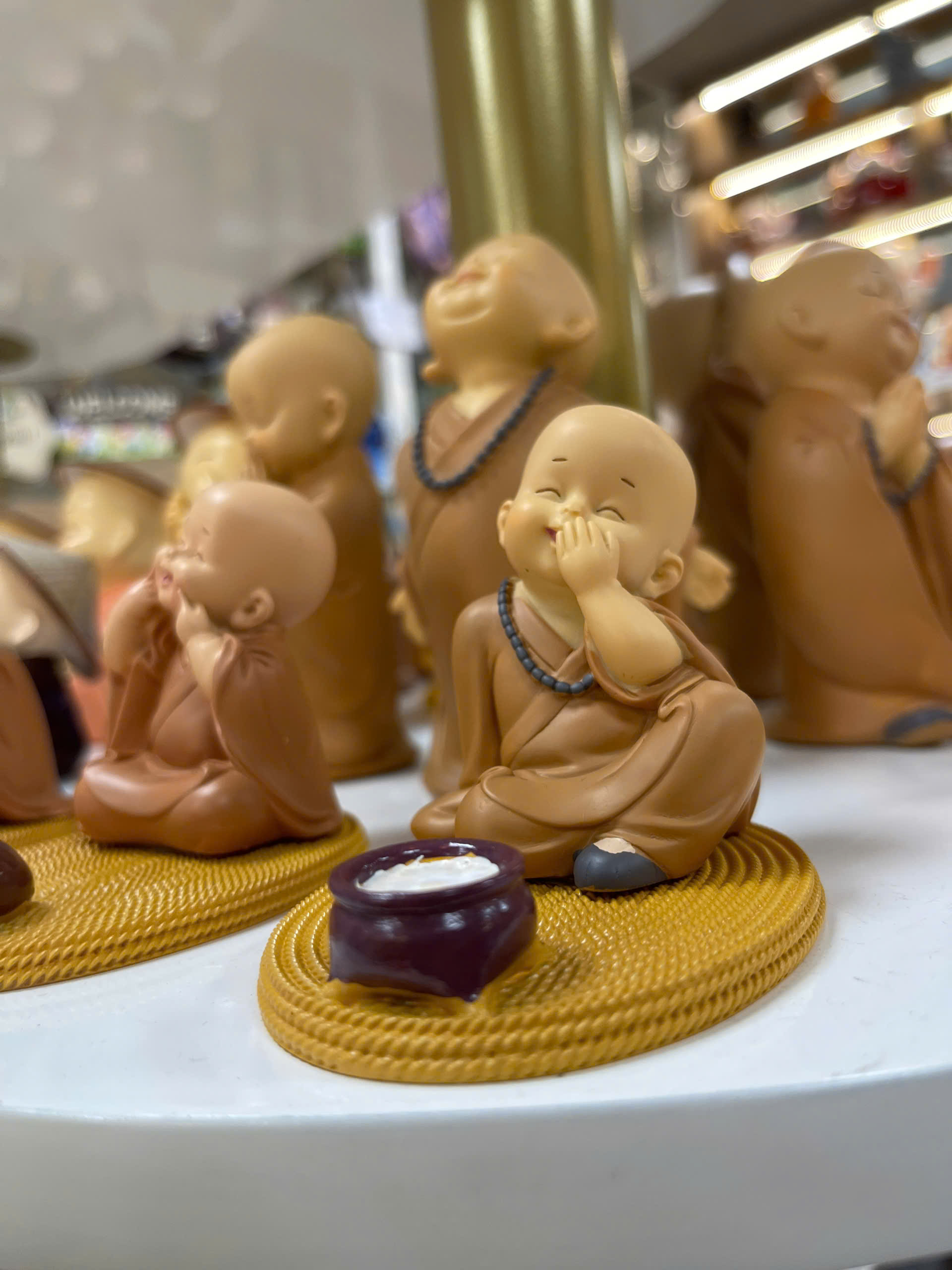 Bộ 3 chú tiểu đế gỗ đọc sách, mõ-NĐ