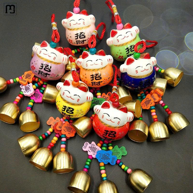 Khánh treo mèo sứ có chuông-BL