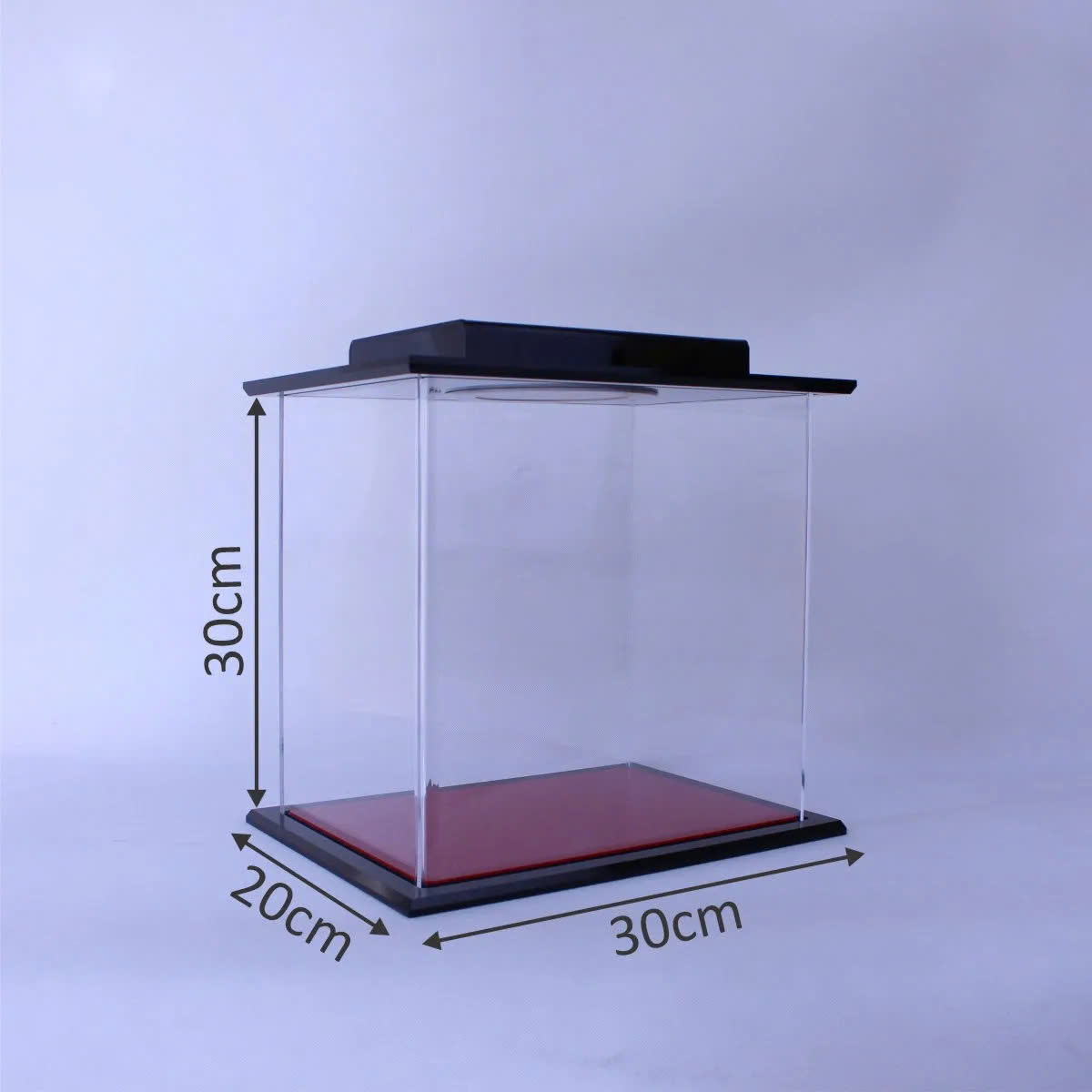 Hộp mica Enter BOX201 30x20x30cm mica dày 5mm, đế đen 10mm, đèn led-SM