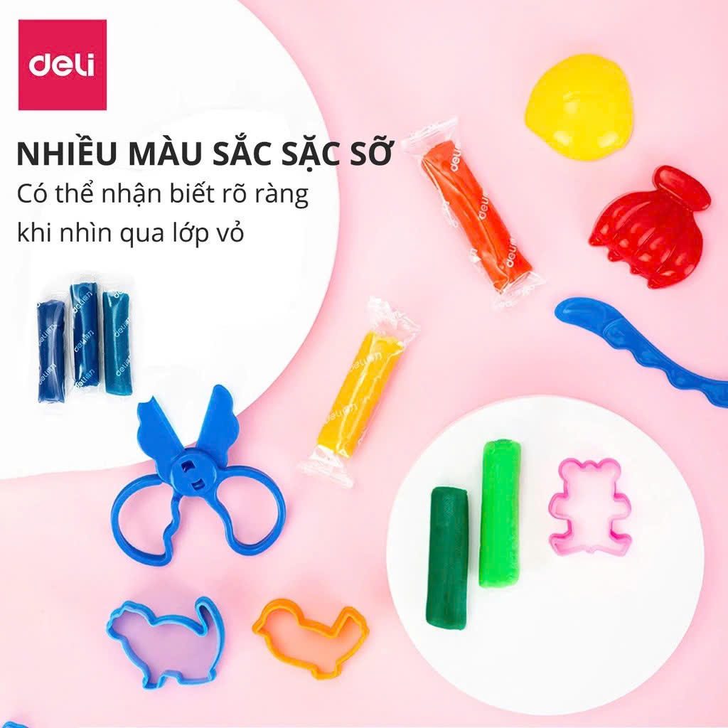 Đất nặn 24 màu Deli 67825 xanh-LA