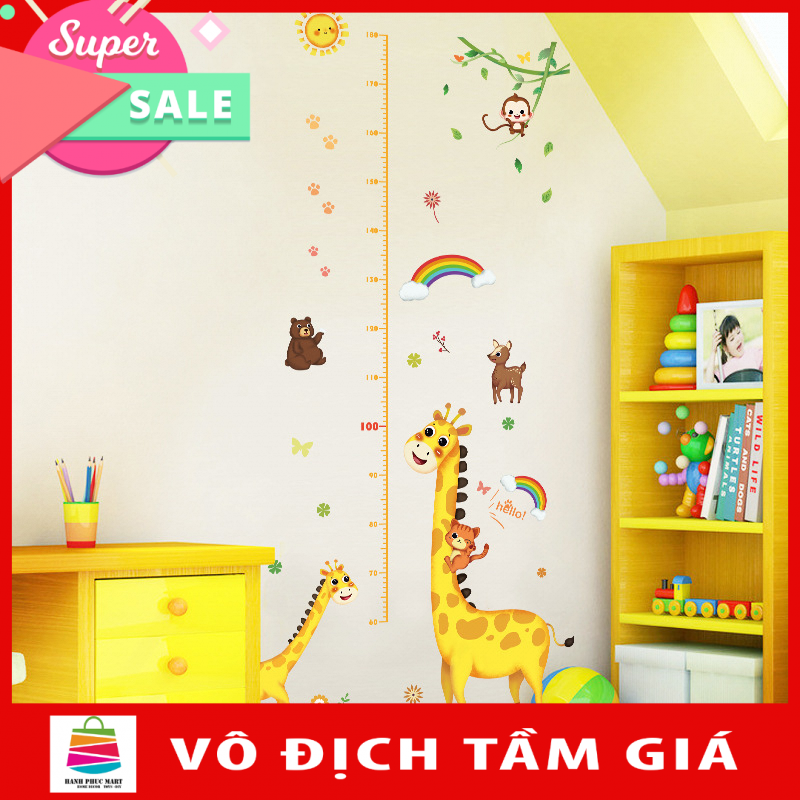 Decal dán tường Mẫu Đo chiều cao có sẵn keo chỉ cần bóc dán