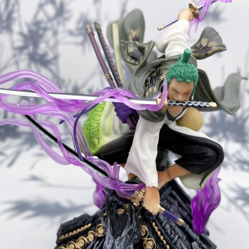 Mô hình Figure One Piece Zoro Wano trên mái nhà đầu rồng full haki có hộp box cực đẹp, mô hình one piece zoro wano