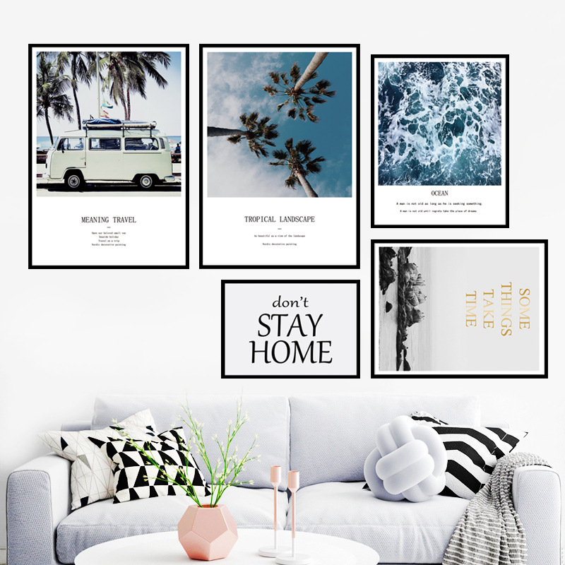 Decal dán tường Sticker dán tường in chất lượng cao có keo mặt sau mẫu hoa lá phong cách Vintage ZH45
