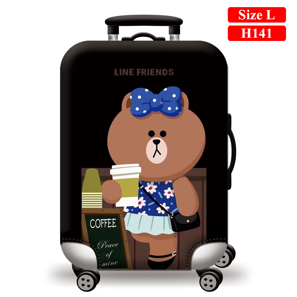 Túi bọc bảo vệ vali -Áo vỏ bọc vali -Gấu Đeo Nơ Xám H141 Size S M L XL HPValiOEM