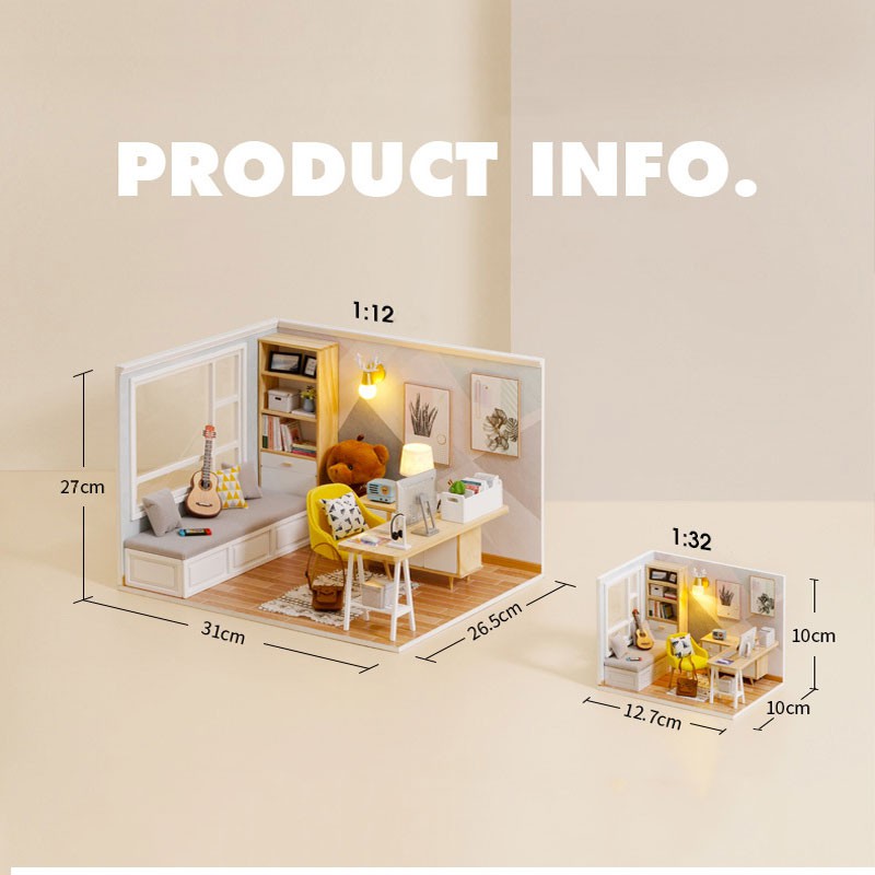 Nhà búp bê lắp ghép Phòng học Sinh Nhà Búp Bê Gỗ