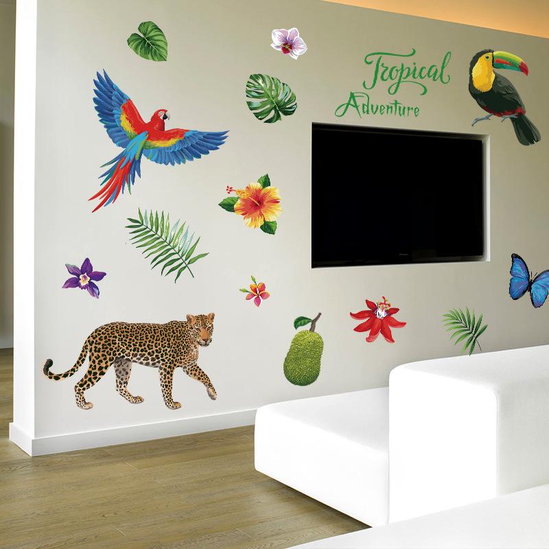 Decal dán tường Tropical Adventure Báo Đốm SK7170 kiddecals framedecals