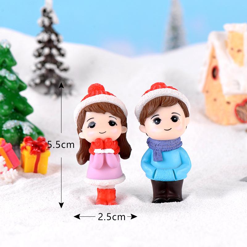 02 Búp bê Tình Nhân Và người tuyết ông già noel Giáng Sinh Noel Trang trí mô hình tiểu cảnh