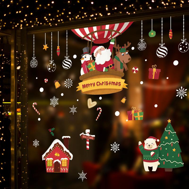 Decal trang trí giáng sinh noel  Ông già Noelngười tuyết tuần lộc cây thông noel hm92035ds decalforchristmas