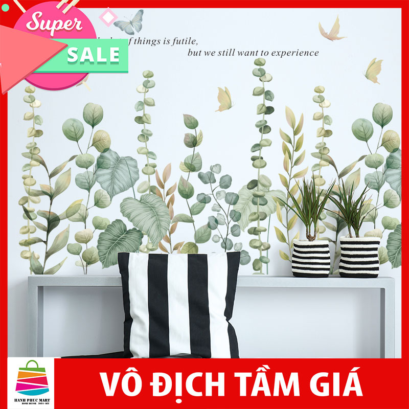Sticker Giấy Dán Tường Decal Dán tường Mẫu Hoa Lá Cực Xinh ZH006