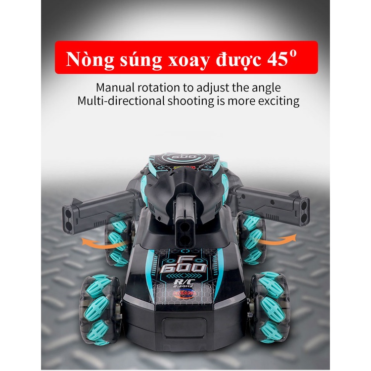 Xe Tank Điều Khiển Từ Xa Bằng Cảm Biến Đeo Tay Và Remote 2.4Ghz Tank Mech, Xoay 360 Độ Có đèn và hiệu ứng khói