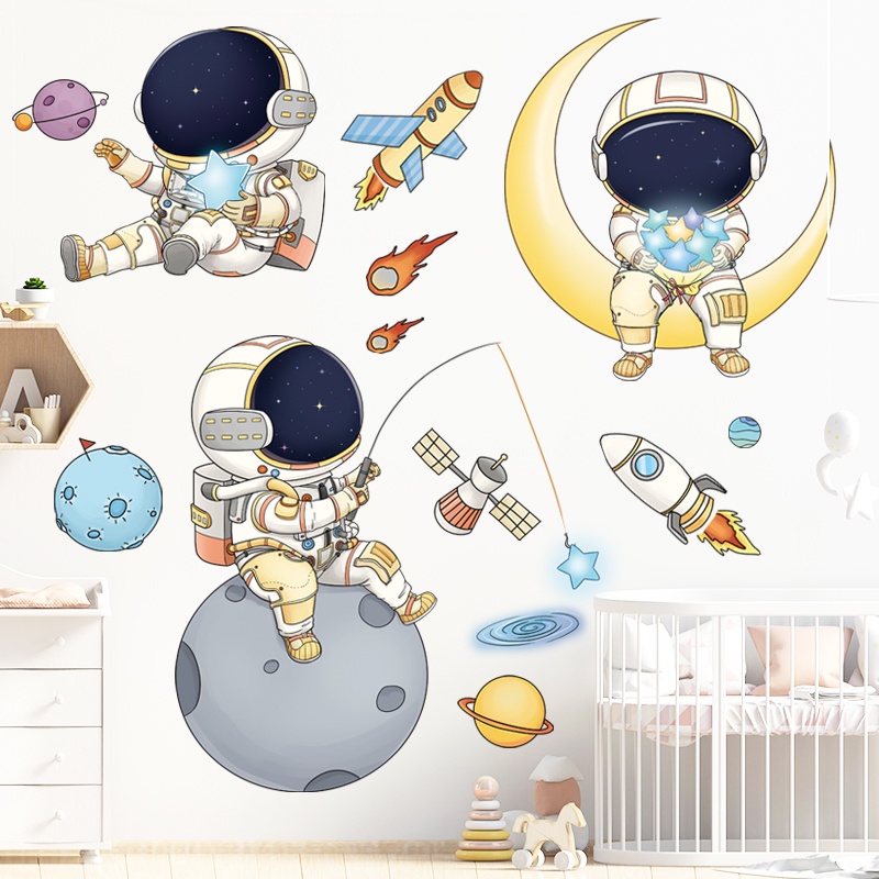 Decal dán tường Tranh dán tường Sticker Dán Tường Mẫu Thám hiểm không gian Cho bé ZH100