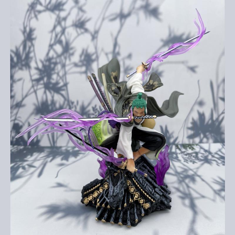 Mô hình Figure One Piece Zoro Wano trên mái nhà đầu rồng full haki có hộp box cực đẹp, mô hình one piece zoro wano