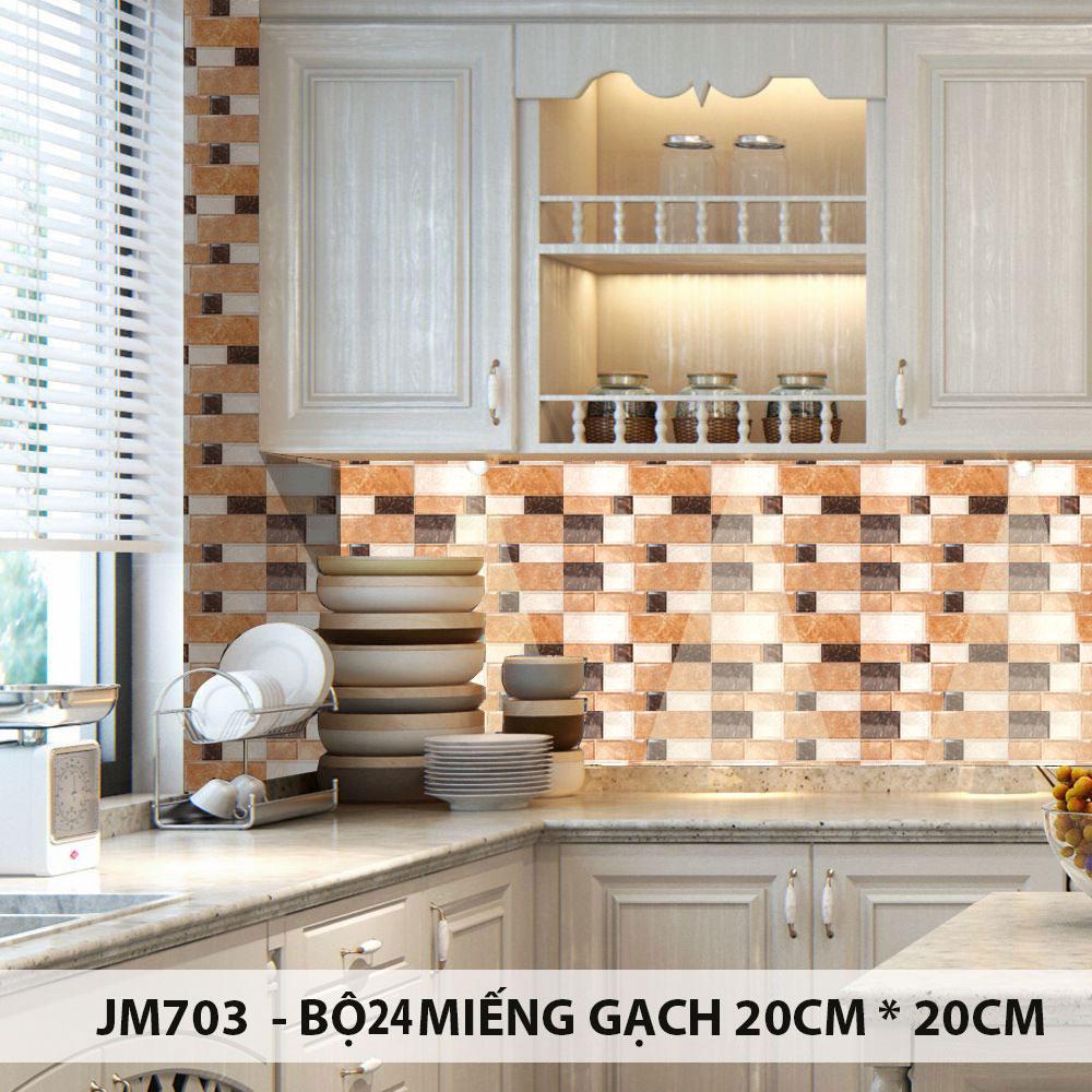 Bộ 24 Decal gạch bông 20cm*20cm - Decal dán tường, kính, sàn nhà, gỗ - Giấy dán tường ko cần thêm keo