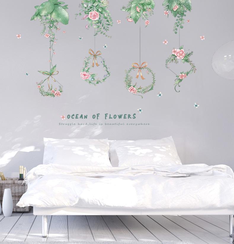 Decal giấy dán tường vòng hoa treo XC9053
