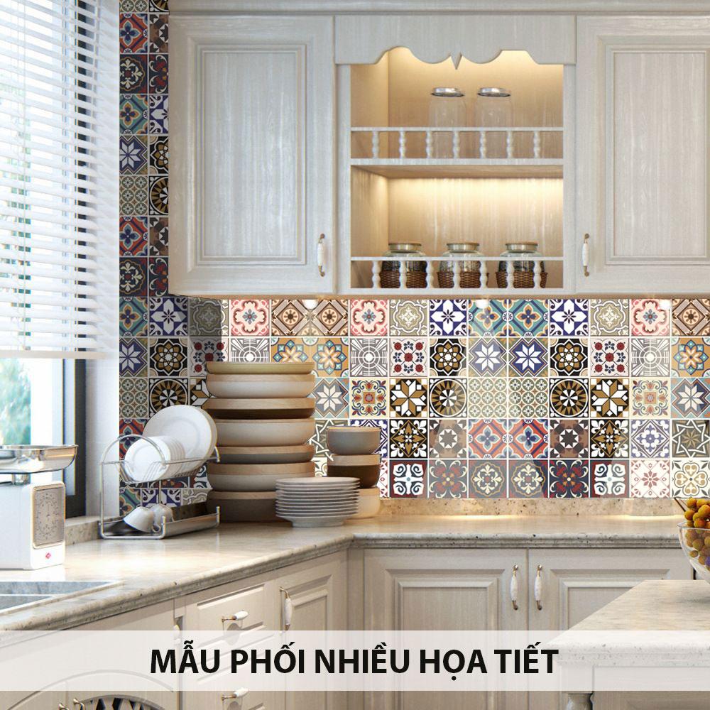 Bộ 12 Decal gạch bông - Decal dán tường kính sàn nhà gỗ - Giấy dán tường