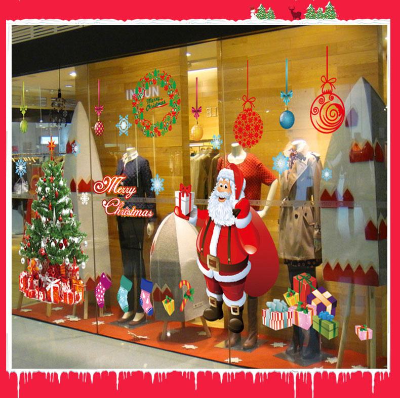 Decal trang trí giáng sinh noel-Ông già noel cây thông noel và túi quà AY226AB decalforchristmas