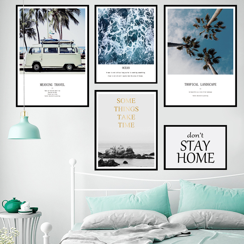 Decal dán tường Sticker dán tường in chất lượng cao có keo mặt sau mẫu hoa lá phong cách Vintage ZH45