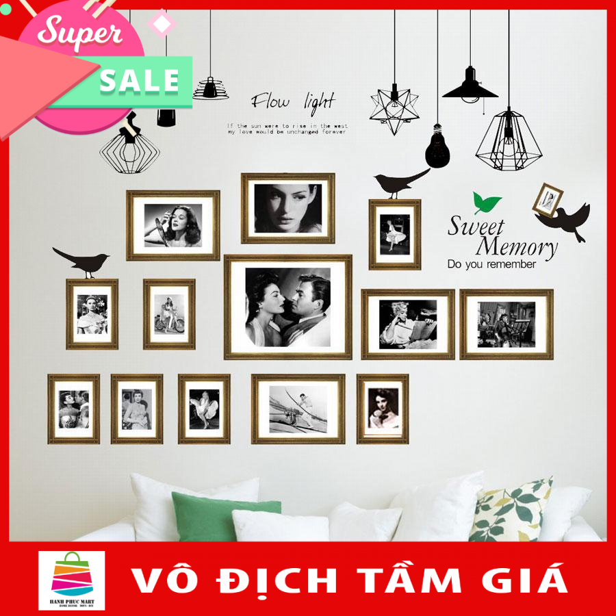[ Size Lớn ] Decal dán tường kết hợp Đèn dây và khung tranh XH856 +XH5206