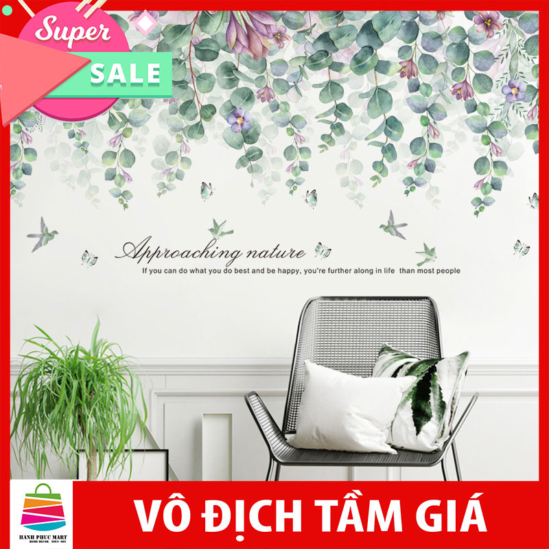 Sticker Giấy Dán Tường Decal Dán tường Mẫu Hoa Lá Cực Xinh ZH013